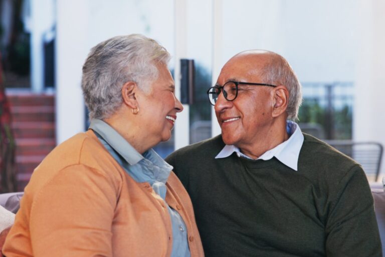 The Gardens of Amarillo | Senior couple talking and laughing